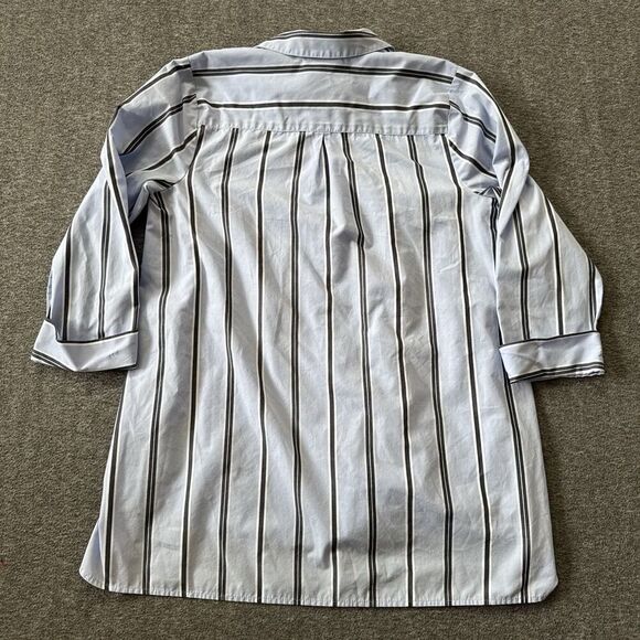 J. Jill Side-button Stepped-hem Tunic Shirt Top Blue Striped Women’s S Boyfriend - Picture 2 of 9